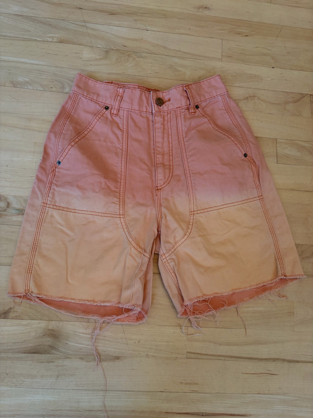 Like New BDG Dip-Dye Pink to Peach Utility Shorts